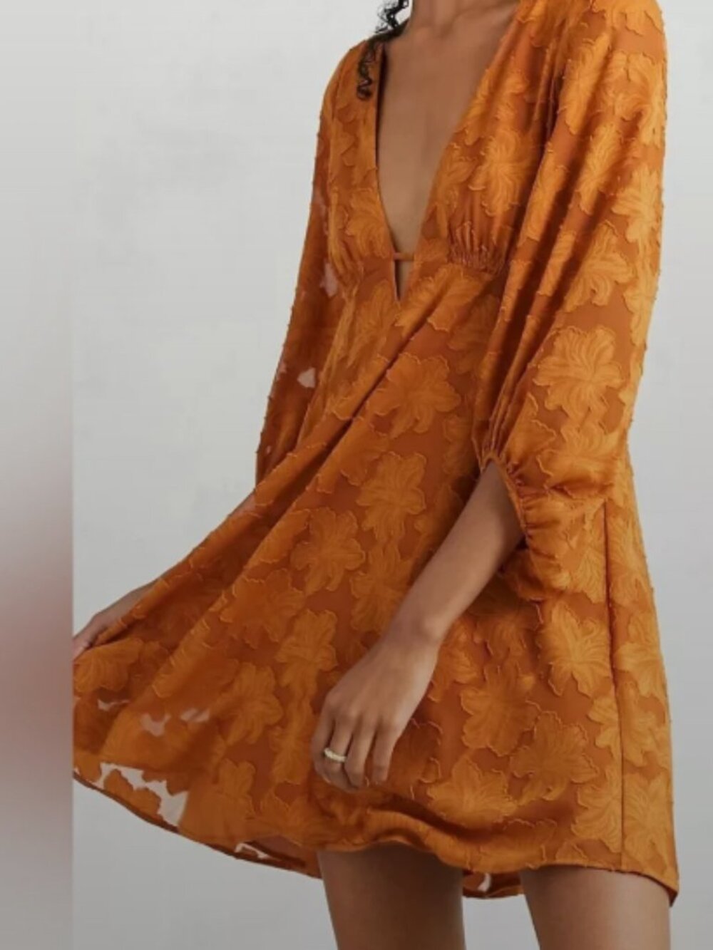 Anthropologie Floral Jacquard Tunic Dress Size 6 Copper Bronze - Picture 8 of 8